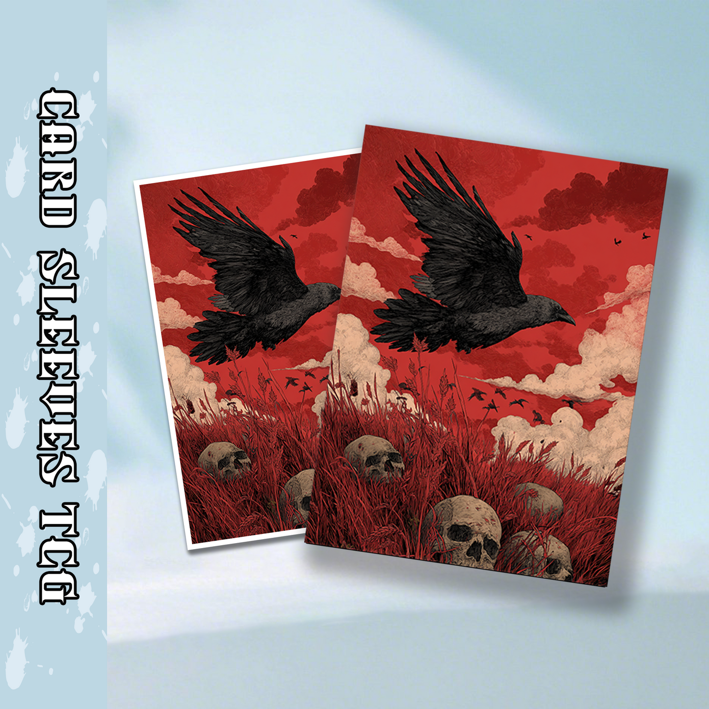 Mtg card sleeves,Raven Over Skull Field in Red Sky, tcg Card Sleeves