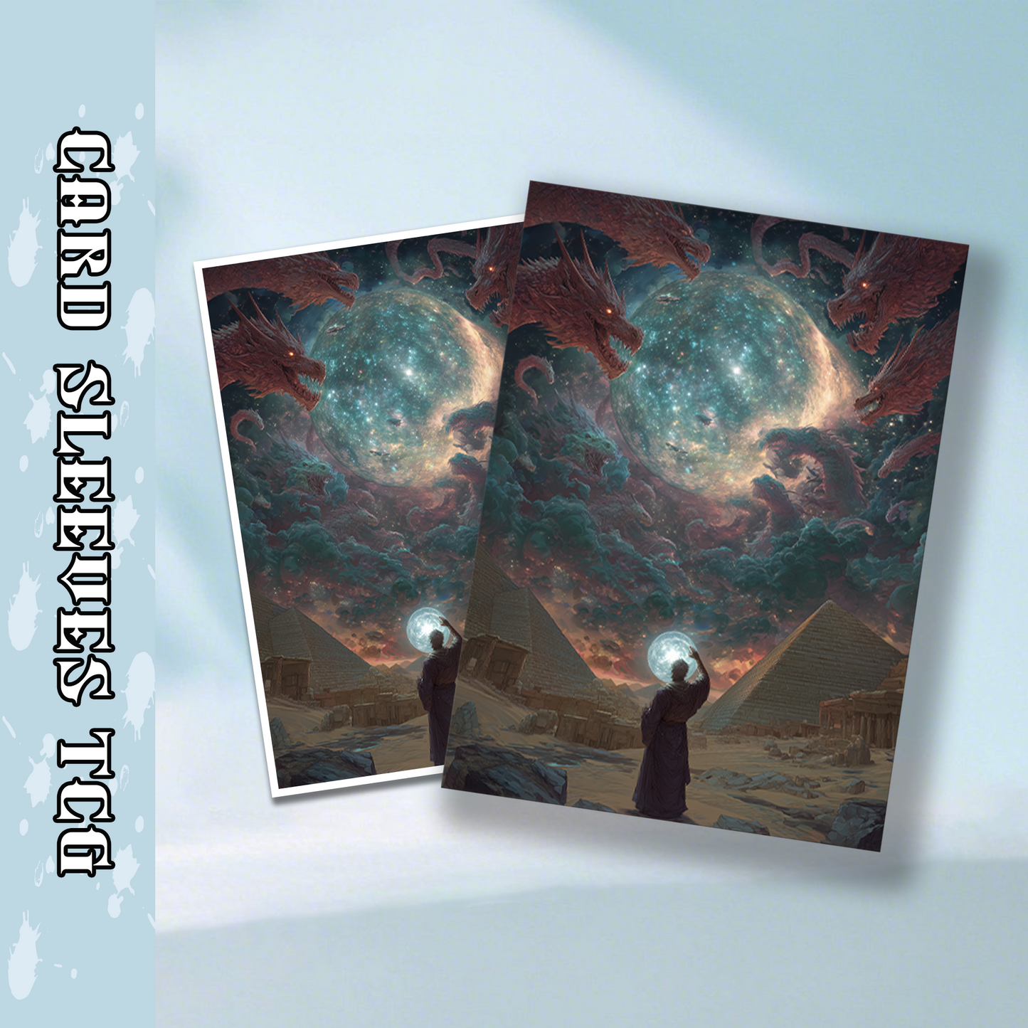 Mtg card sleeves,Cosmic Dragon and Pyramid Occult, tcg Card Sleeves