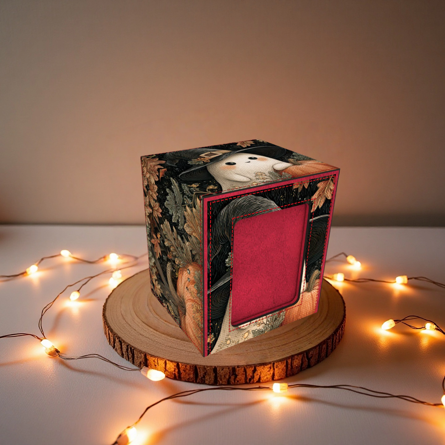 Fall Harvest Ghost Witch Deck Box - Premium Storage for TCG, EDH, Commander, Dice & Counters