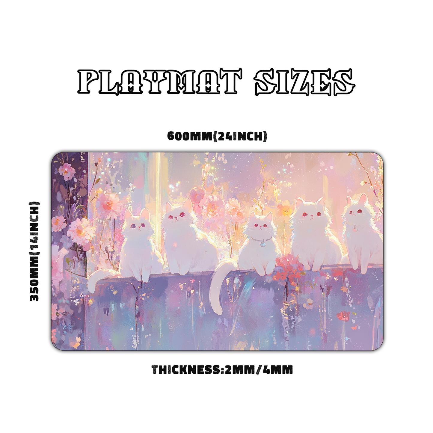 Pastel White Cats Playmat for Work & Gaming | Durable, Stylish & Personalized Mouse Pads