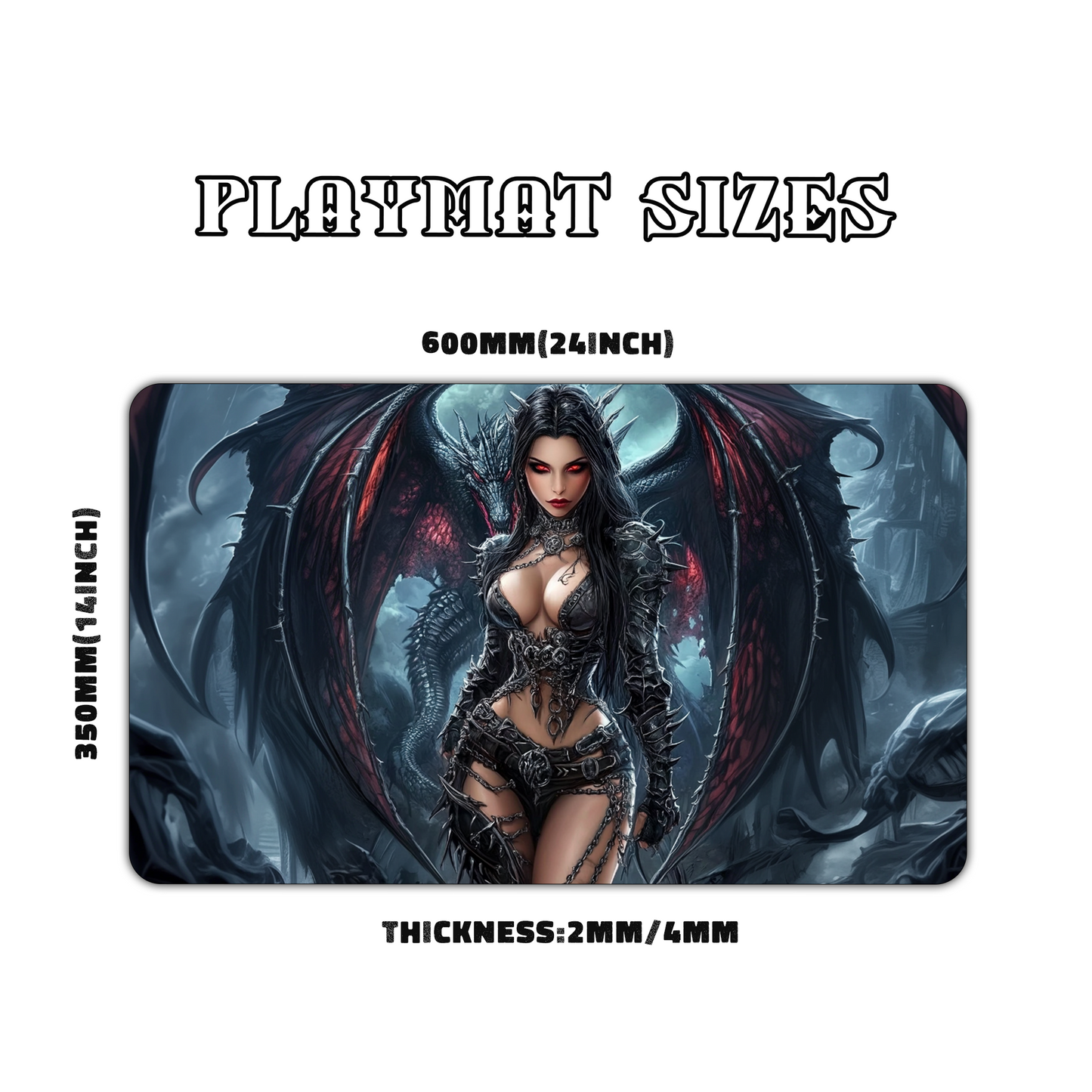 Gothic Dark Dragon Warrior Woman Playmat for Work & Gaming | Durable, Stylish & Personalized Mouse Pads