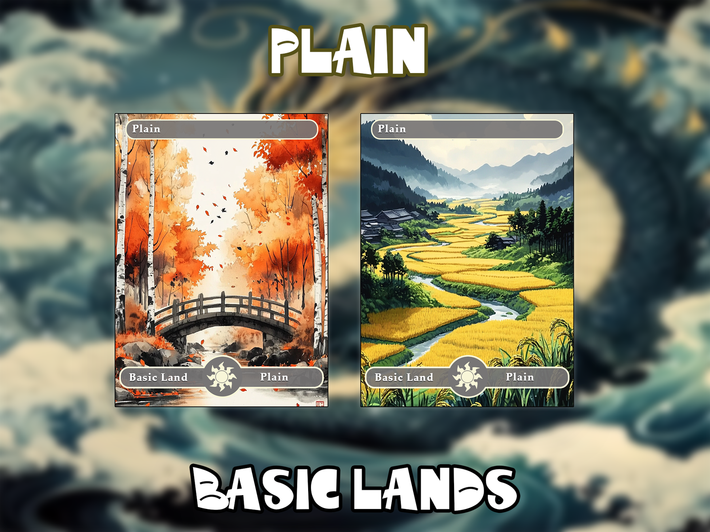 10 MTG Basic Lands Proxy, MTG Plain Proxy, Custom Magic Cards for Commander EDH, Ink Wash Style