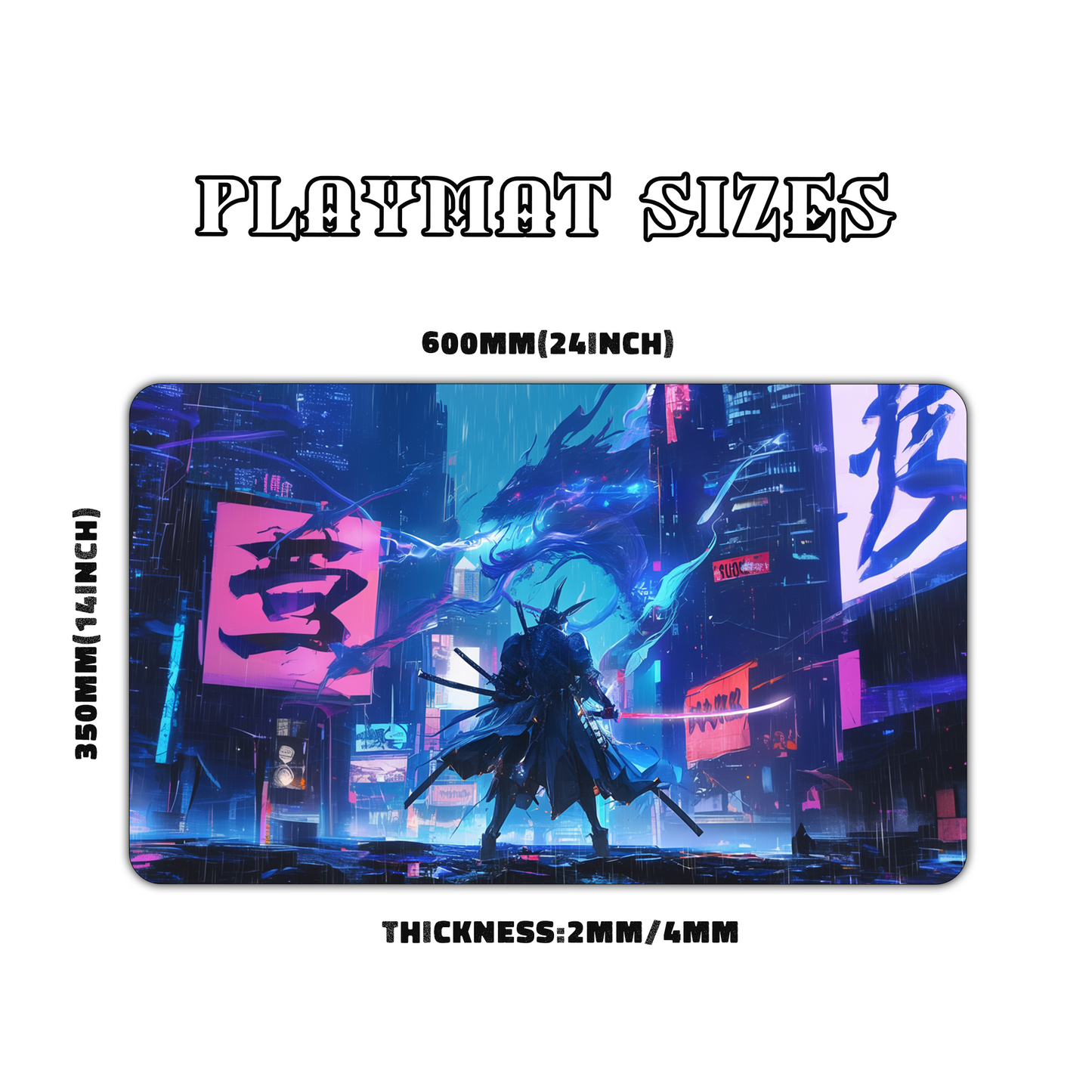 Cyberpunk Samurai and Dragon Playmat for Work & Gaming | Durable, Stylish & Personalized Mouse Pads
