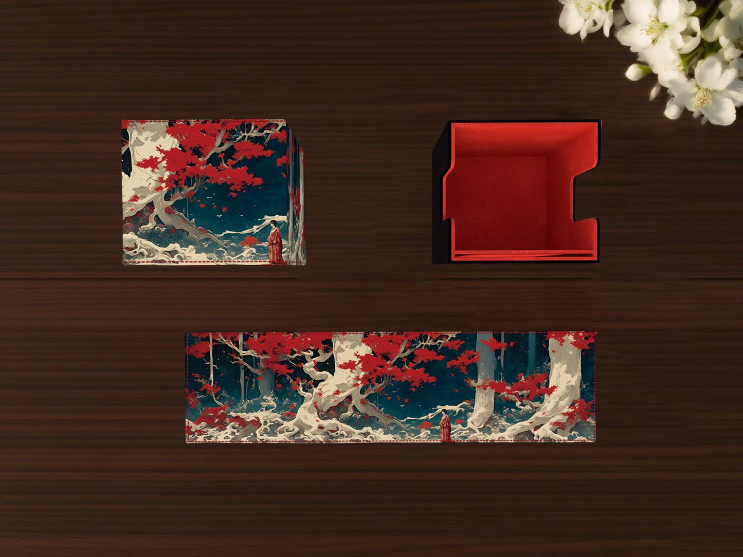 Japanese Maple Ukiyo Deck Box - Premium Storage for TCG, EDH, Commander, Dice & Counters