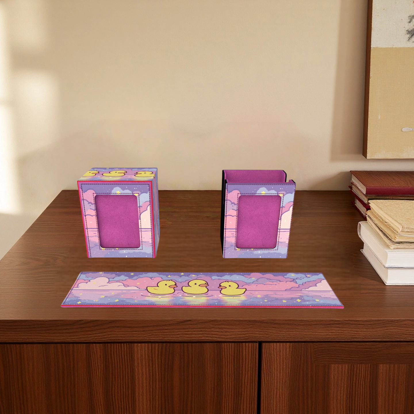 Cute Ducks’ Dreamy Evening Deck Box - Premium Storage for TCG, EDH, Commander, Dice & Counters