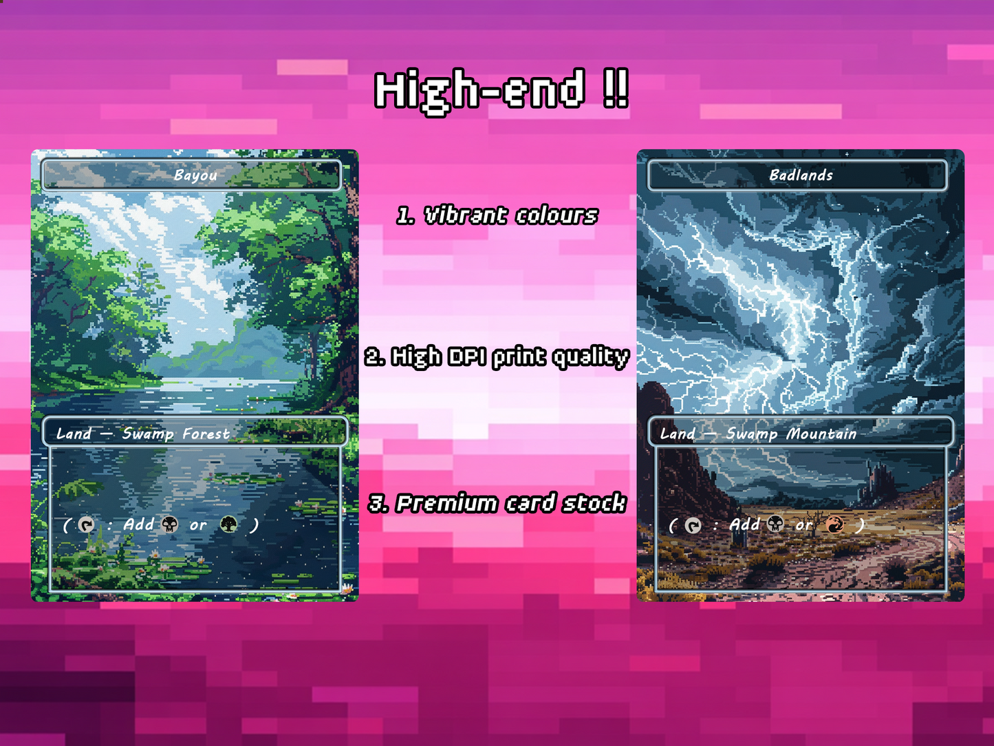 Pixel Art Dual Land Pack - 10 Unique Borderless Custom Proxy Lands, High-Quality for EDH & cEDH