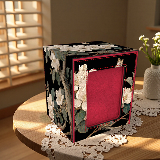 White Blossom Butterfly Deck Box - Premium Storage for TCG, EDH, Commander, Dice & Counters