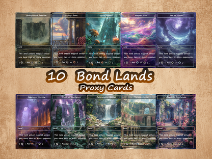 Oil Painting Style Bond Land Pack - 10 Unique Borderless Custom Proxy Lands, High-Quality for EDH & cEDH