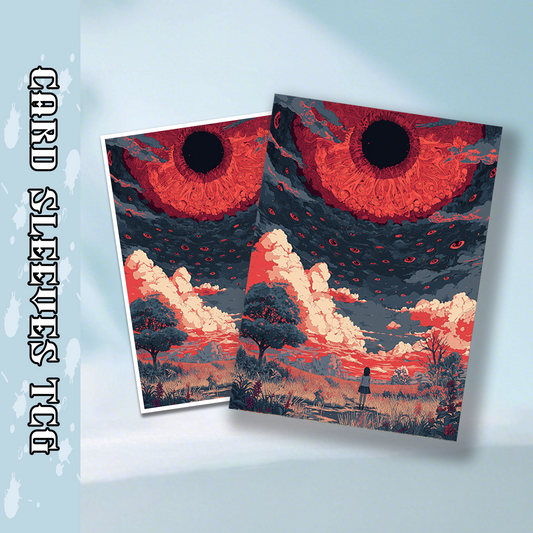 Mtg card sleeves,Girl and Giant Red Eye in Fantasy Sky, tcg Card Sleeves