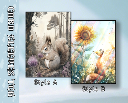 Mtg card sleeves, Watercolor Fox & Squirrel Card Sleeves, Cute tcg Card Sleeves