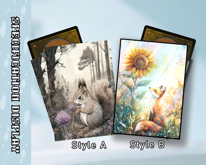 Mtg card sleeves, Watercolor Fox & Squirrel Card Sleeves, Cute tcg Card Sleeves