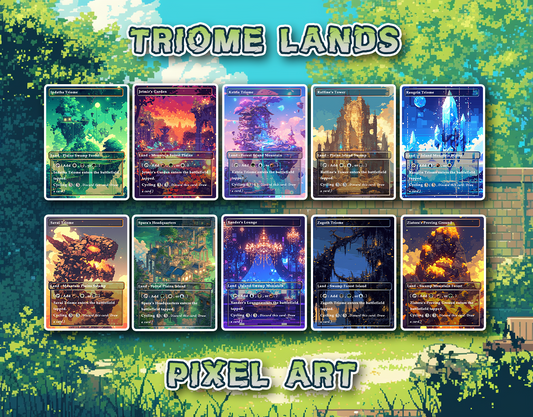 10 Pixel Art Triome Lands, Proxy Lands Custom Magic Cards