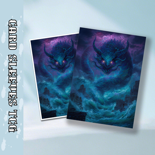Mtg card sleeves,Sea Serpent Storm Mythical Creature & Ruined City, tcg Card Sleeves