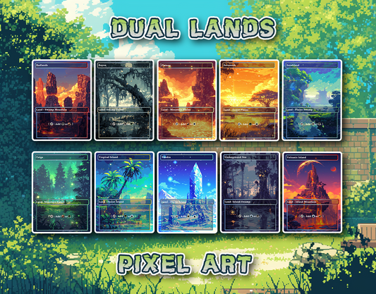 10 Pixel Art Dual Lands, Proxy Lands Custom Magic Cards