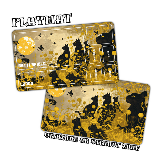 Golden Black Cats Playmat for Work & Gaming | Durable, Stylish & Personalized Mouse Pads