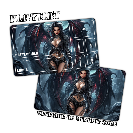 Gothic Dark Dragon Warrior Woman Playmat for Work & Gaming | Durable, Stylish & Personalized Mouse Pads