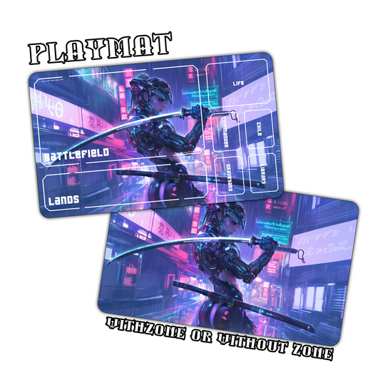 Cyberpunk Samurai Girl Playmat for Work & Gaming | Durable, Stylish & Personalized Mouse Pads