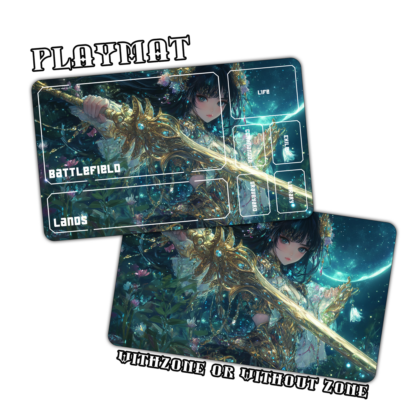 Fantasy Anime Warrior Girl Playmat for Work & Gaming | Durable, Stylish & Personalized Mouse Pads