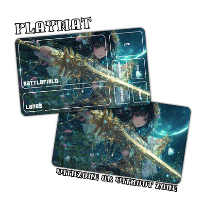 Fantasy Anime Warrior Girl Playmat for Work & Gaming | Durable, Stylish & Personalized Mouse Pads