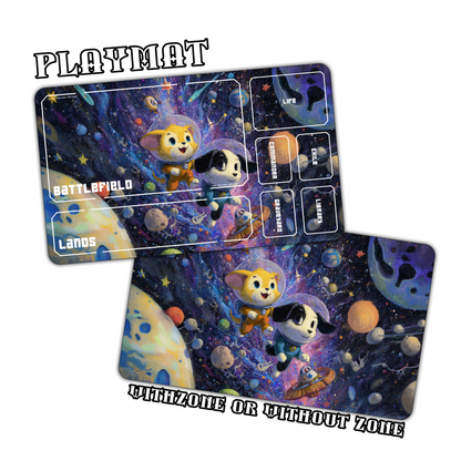 Cartoon Cat and Dog Astronauts Playmat for Work & Gaming | Durable, Stylish & Personalized Mouse Pads