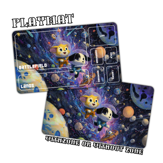 Cartoon Cat and Dog Astronauts Playmat for Work & Gaming | Durable, Stylish & Personalized Mouse Pads
