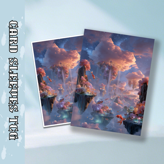 Mtg card sleeves,Fantasy Sky Islands with Koi Fish, tcg Card Sleeves