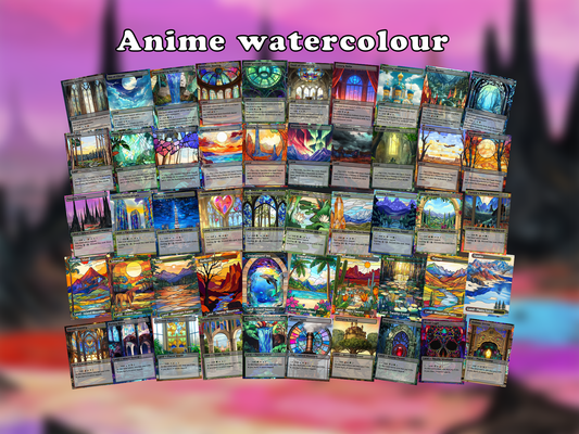 Mega Land Set - 50 Unique Custom Proxy Lands in Watercolor Style