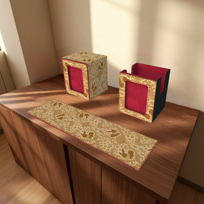 Eastern Floral Brocade Deck Box - Premium Storage for TCG, EDH, Commander, Dice & Counters