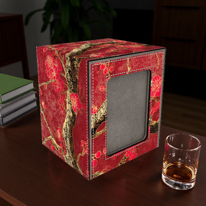 Red & Gold Plum Blossom Deck Box - Premium Storage for TCG, EDH, Commander, Dice & Counters