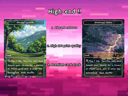Pixel Art Fetch Land Pack - 10 Unique Borderless Custom Proxy Lands, High-Quality for EDH & cEDH