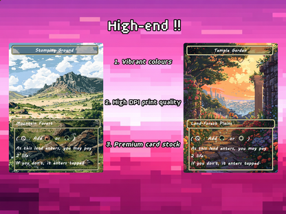 Pixel Art Shock Land Pack - 10 Unique Borderless Custom Proxy Lands, High-Quality for EDH & cEDH