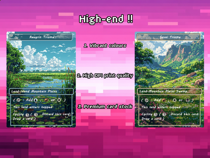 Pixel Art Triome Land Pack - 10 Unique Borderless Custom Proxy Lands, High-Quality for EDH & cEDH
