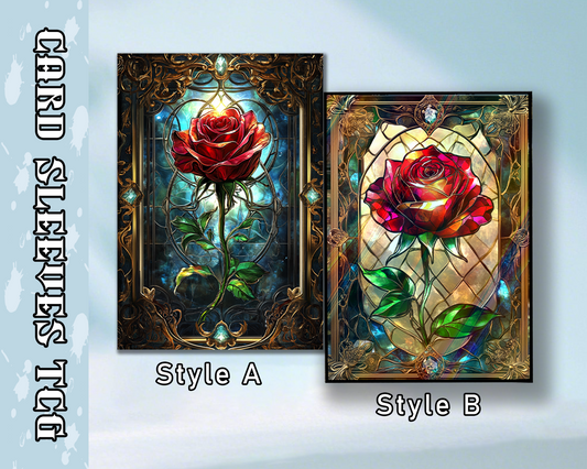 Mtg card sleeves,Stained Glass Rose Card Sleeves, Cute tcg Card Sleeves