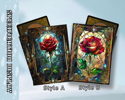 Mtg card sleeves,Stained Glass Rose Card Sleeves, Cute tcg Card Sleeves