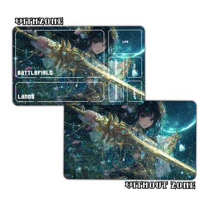 Fantasy Anime Warrior Girl Playmat for Work & Gaming | Durable, Stylish & Personalized Mouse Pads