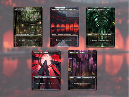Stained Glass Triome Land Pack - 10 Unique Borderless Custom Proxy Lands, High-Quality for EDH & cEDH