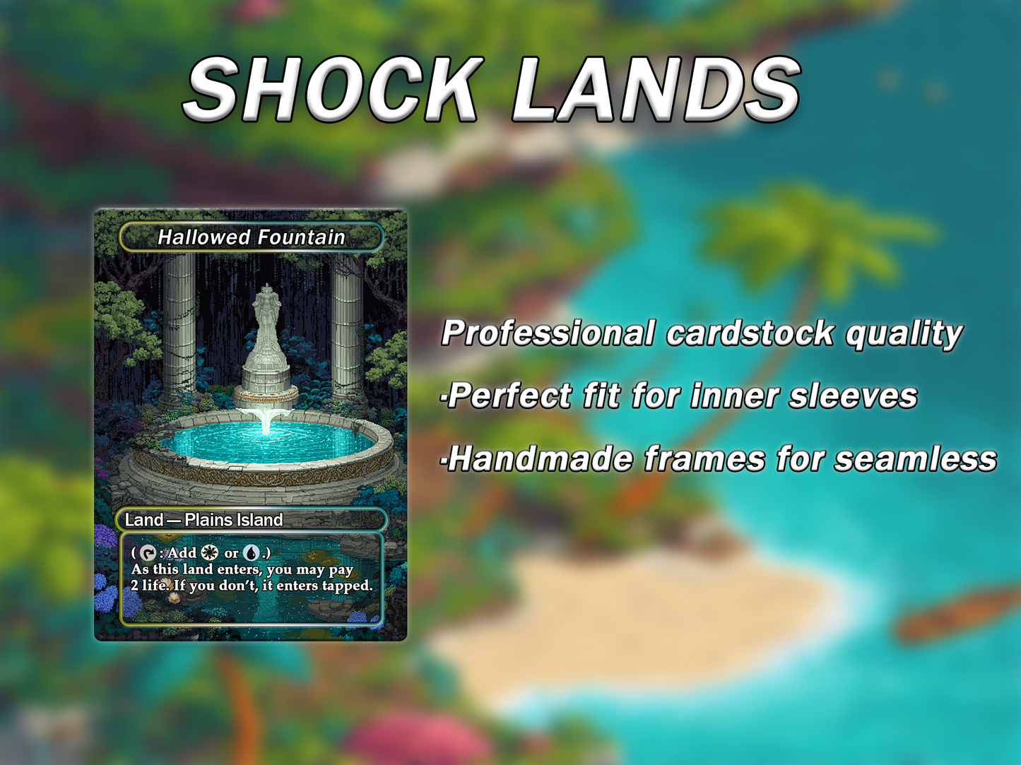 Fantasy Pixel Art Style Shock Land Pack - 10 Unique Borderless Custom Proxy Lands, High-Quality for EDH & cEDH