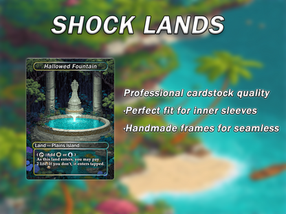 Fantasy Pixel Art Style Shock Land Pack - 10 Unique Borderless Custom Proxy Lands, High-Quality for EDH & cEDH