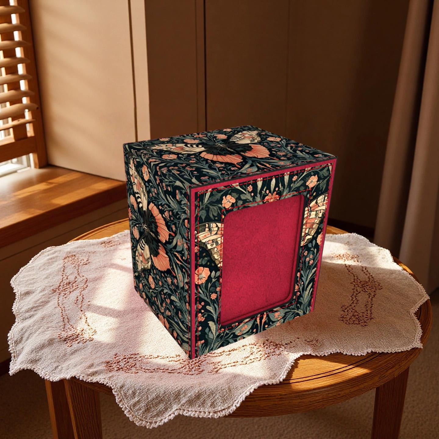 Vintage Floral Butterfly Deck Box - Premium Storage for TCG, EDH, Commander, Dice & Counters