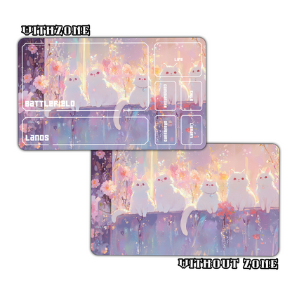 Pastel White Cats Playmat for Work & Gaming | Durable, Stylish & Personalized Mouse Pads