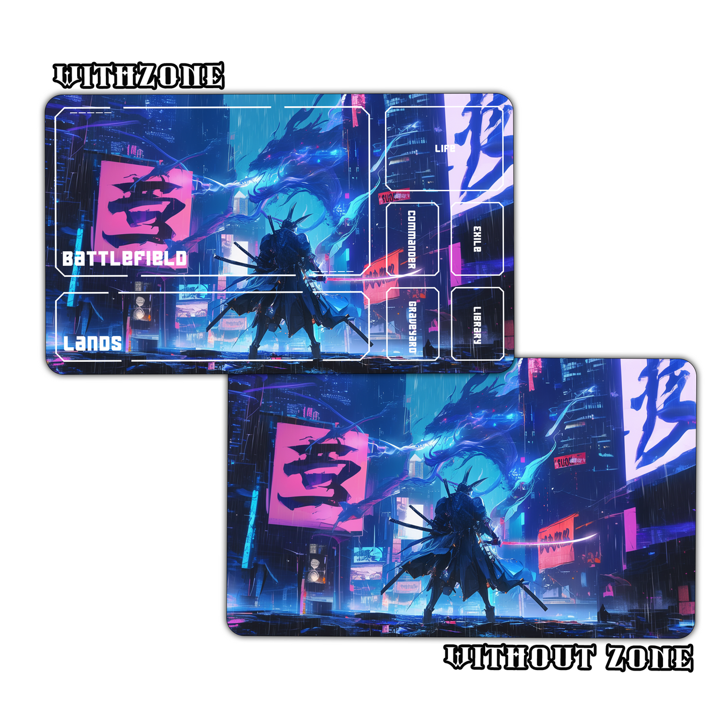 Cyberpunk Samurai and Dragon Playmat for Work & Gaming | Durable, Stylish & Personalized Mouse Pads