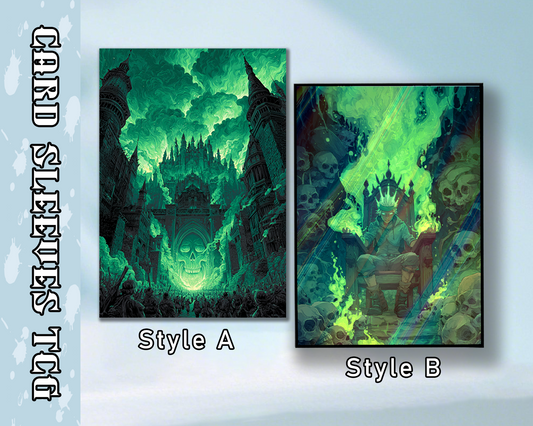 Gothic Skull & Green Magic Card Sleeves, tcg Card Sleeves