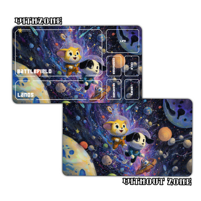 Cartoon Cat and Dog Astronauts Playmat for Work & Gaming | Durable, Stylish & Personalized Mouse Pads
