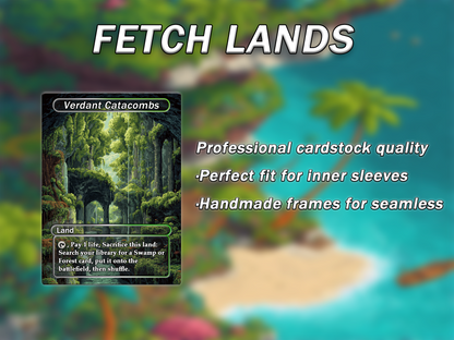 Fantasy Pixel Art Style Fetch Land Pack - 10 Unique Borderless Custom Proxy Lands, High-Quality for EDH & cEDH