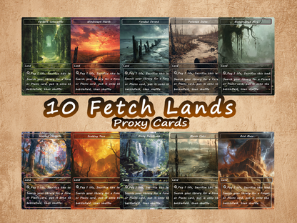 Mega EDH Land Pack – 50 Unique Borderless Custom Proxy Lands in Oil Painting Style, High-Quality for EDH & cEDH