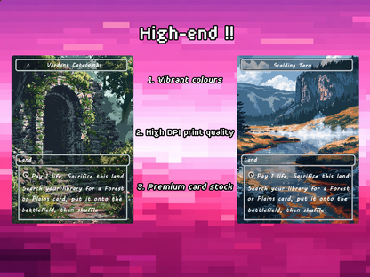 Pixel Art Fetch Land Pack - 10 Unique Borderless Custom Proxy Lands, High-Quality for EDH & cEDH