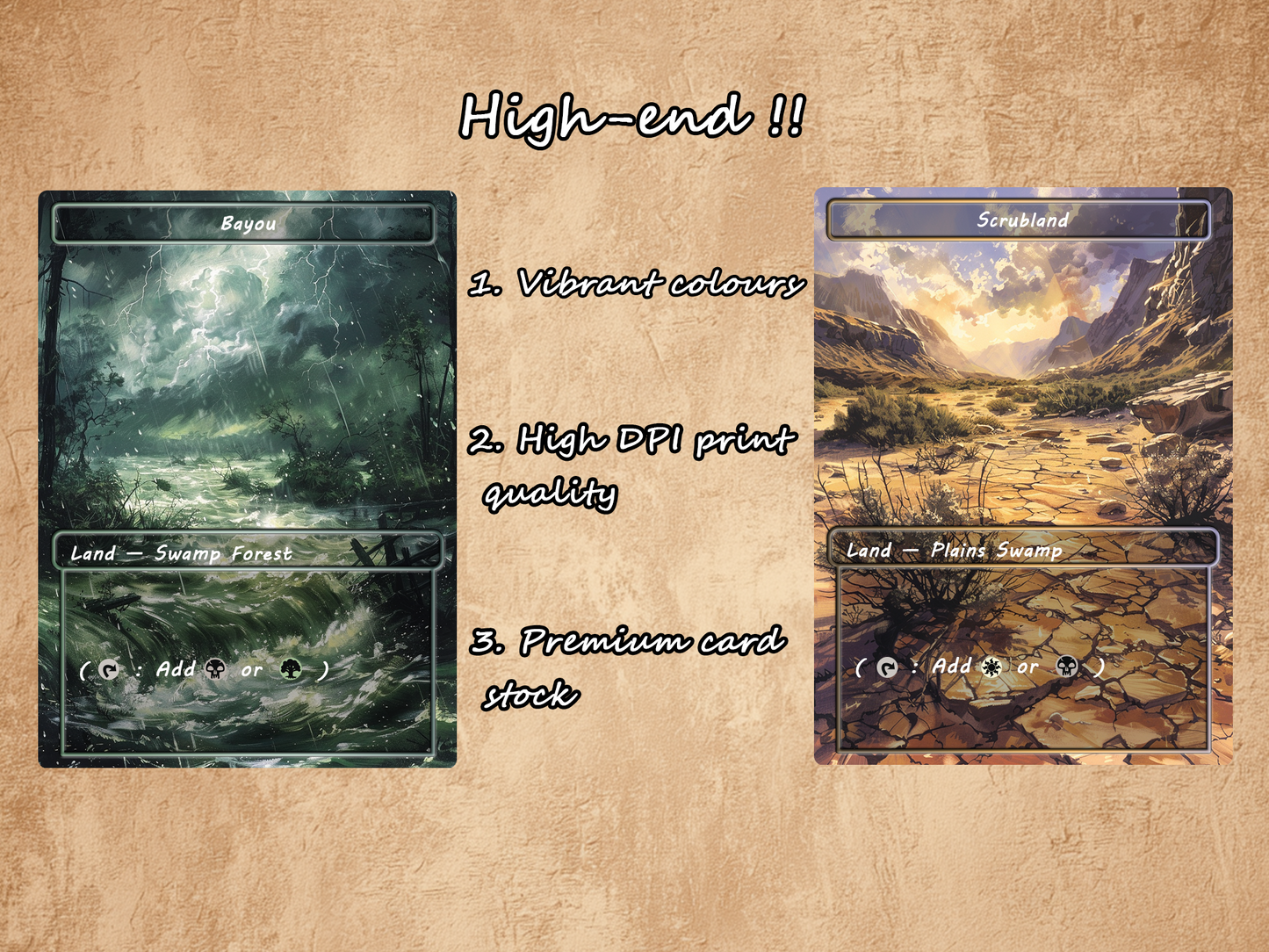 Oil Painting Style Dual Land Pack - 10 Unique Borderless Custom Proxy Lands, High-Quality for EDH & cEDH