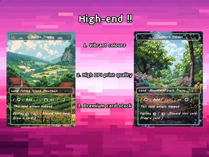 Pixel Art Triome Land Pack - 10 Unique Borderless Custom Proxy Lands, High-Quality for EDH & cEDH