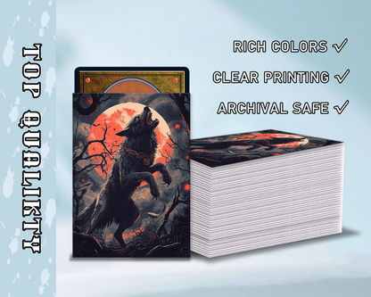 Mystical Creatures: Colorful Raven and Howling Gothic Wolf Mtg card sleeves, tcg Card Sleeves