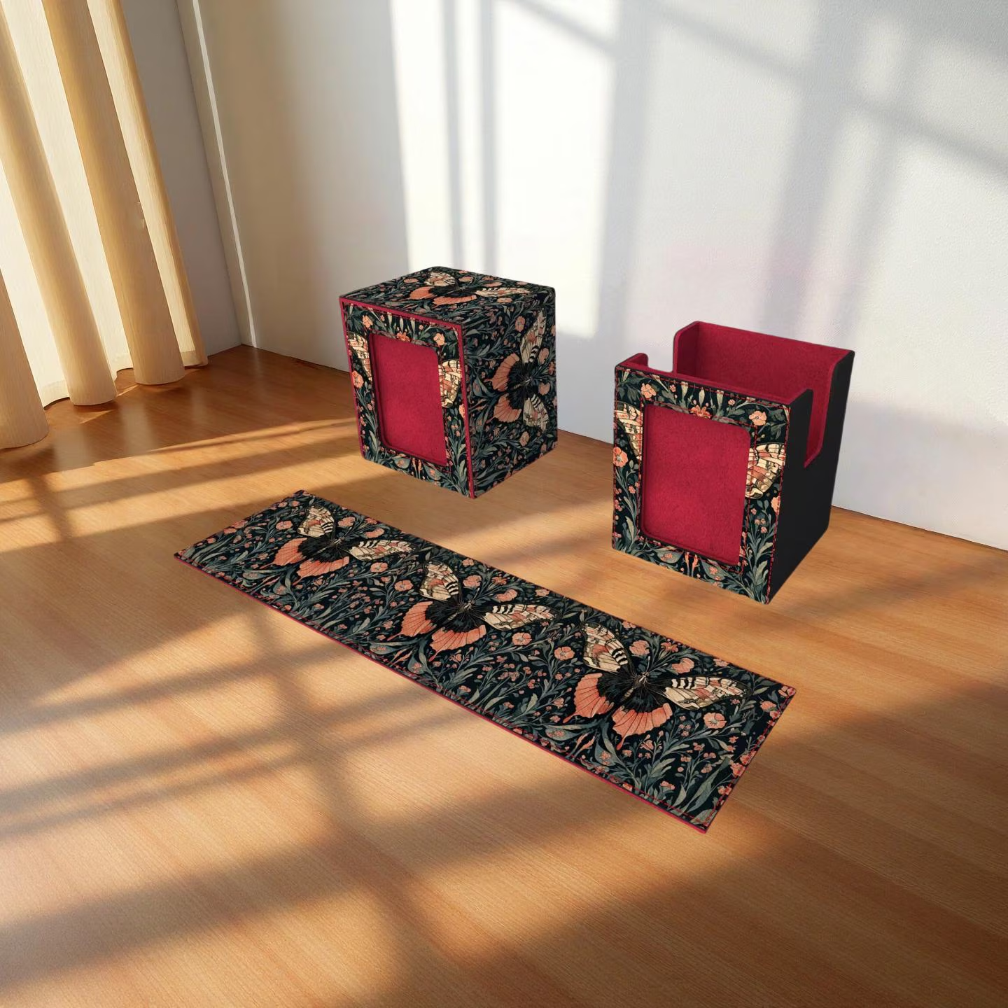 Vintage Floral Butterfly Deck Box - Premium Storage for TCG, EDH, Commander, Dice & Counters